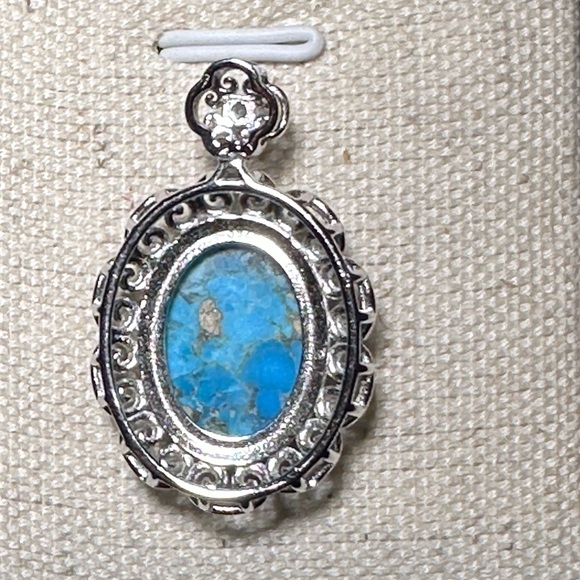 Mohave Oyster Turquoise 925 Sterling Silver Pendant - Picture 7 of 10